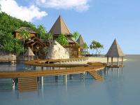 Dermaga Kayu pada Pulau Saonek Mondei Raja Ampat